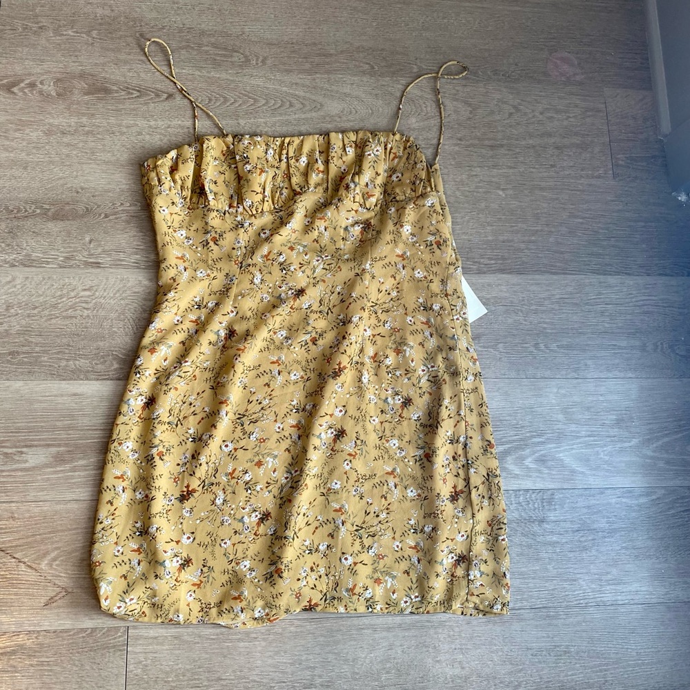 Yellow floral baby doll dress
